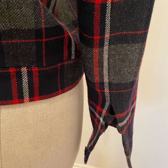 David Brooks Womens Vintage Wool Blue Red Gray Plaid Bomber Jacket / Size M - Picture 9 of 12